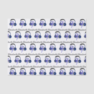 Papel De Seda Headset Azul Tocando Algum Bass Clássico