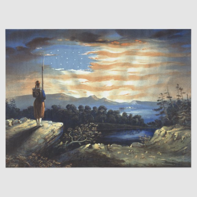 Papel De Seda Heaven American Flag Sunrise William Bauly (Frente )