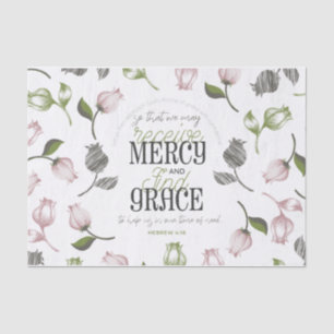 Papel De Seda Hebraico 4:16 citação com branco de arte floral