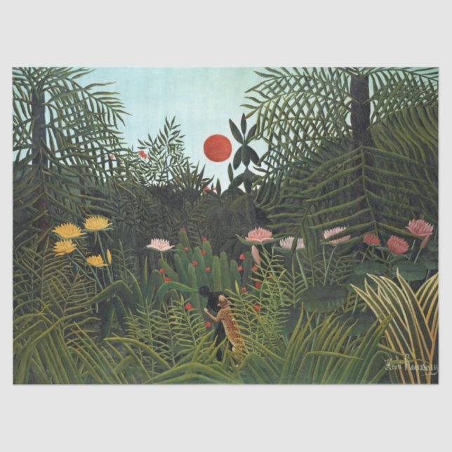Papel De Seda Henri Rousseau | Floresta Virgem com Sunset (Frente )