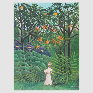 Papel De Seda Henri Rousseau - Mulher caminhando em uma Floresta