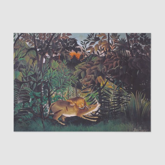 Papel De Seda Henri Rousseau - O Leão Fome (Frente )
