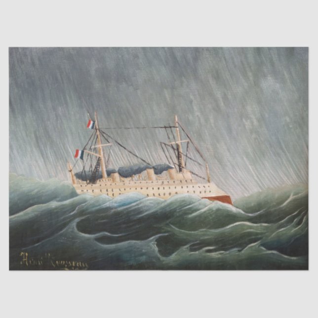 Papel De Seda Henri Rousseau - O Navio no Tempest (Frente )