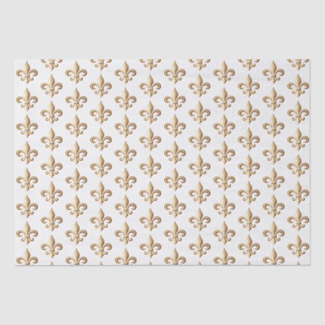Papel De Seda Heraldic Fleur de lis Wrapp, Dourado esculpido (Frente )