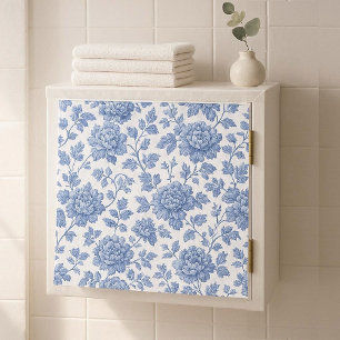 Papel De Seda Herança Floral Azul Toile Francesa Inspiradora