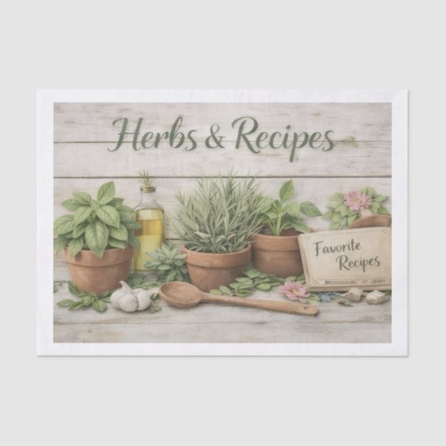 Papel De Seda Herbs and Recipes Decoupage Paper  (Frente )