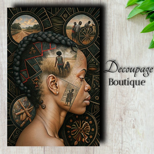 Papel De Seda Heritage Mindscape African Woman Decoupage (African Heritage Mindscape Decoupage Tissue Paper)