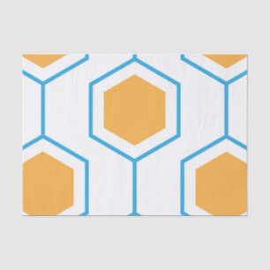 Papel De Seda Hexagon abstract geometrical pattern in orange blu