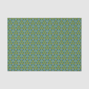 Papel De Seda Hexágono Turco Amarelo Verde Amarelo Vintage Azul