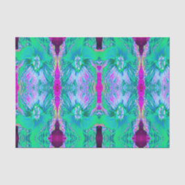 Papel De Seda Hibiscus Retro Verde e Rosa Quente Psicodélico