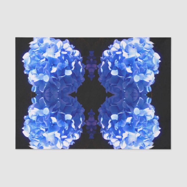 Papel De Seda Hídrangas azuis-florais elegantes-de-cobalto (Frente )