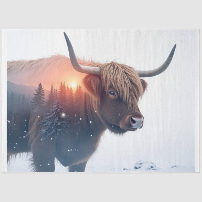 Papel De Seda highland  cow double exposure (Frente )