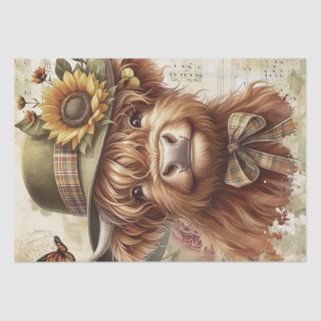 Papel De Seda Highland Cow Primavera (Frente )