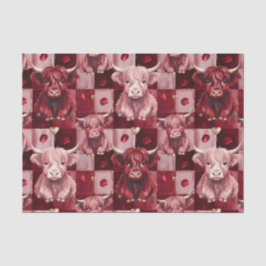 Papel De Seda Highland Cow Red Cream Golden Heart Gift Liner