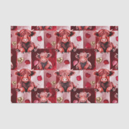 Papel De Seda Highland Cow Ruby Red Golden Heart Gift Liner