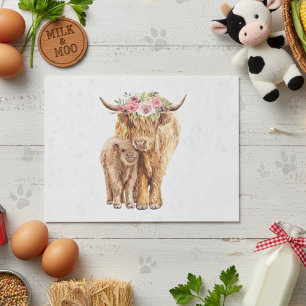 Papel De Seda Highland Cow Scotland Pink Mama Baby Calf