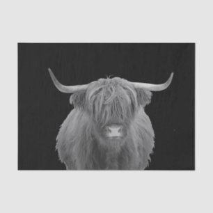 Papel De Seda Highland Cow Scotland Russo Black White Tissue P
