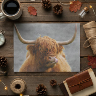 Papel De Seda Highland Cow Scotland Rustic Black White