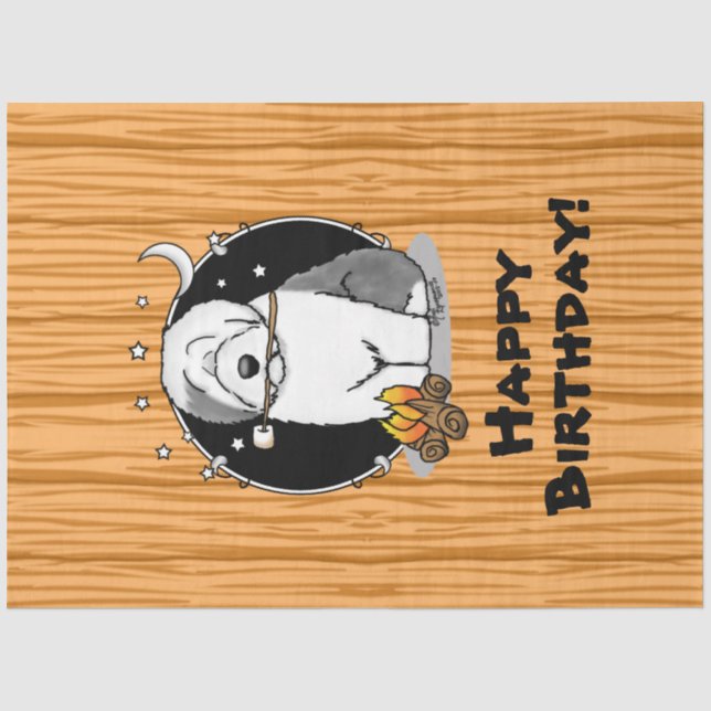 Papel De Seda Hiker Camper Antiga Cinza de Cachorro de Ovinos In (Frente )