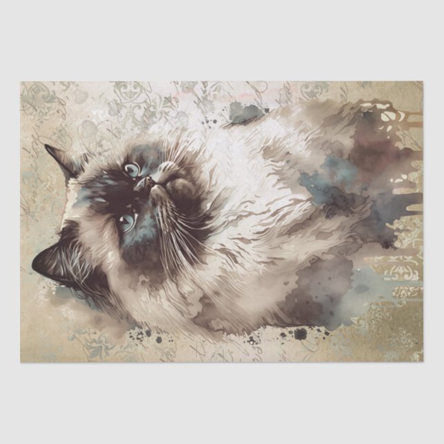 Papel De Seda Himalayan Cat Watercolor (Frente )