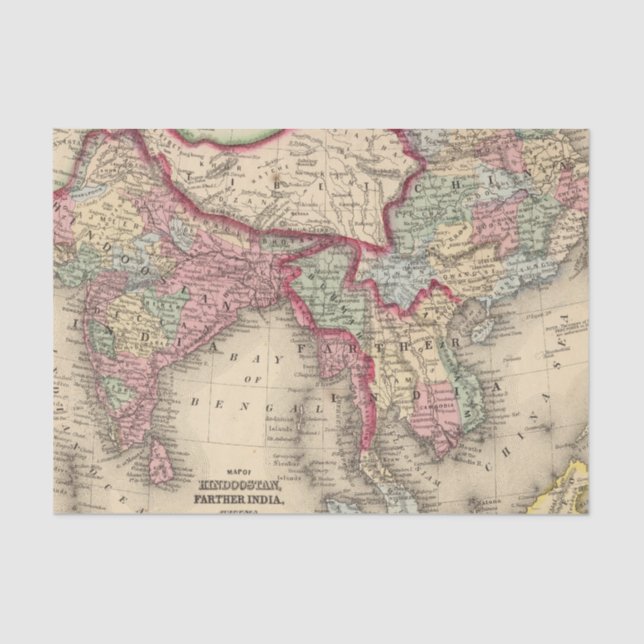 Papel De Seda Hindoostan, India mais distante, China, Tibet (Frente )