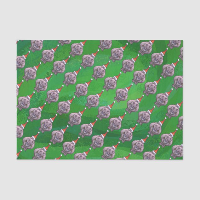 Papel De Seda Hipopótamo no teste padrão do chapéu do papai noel (Frente )