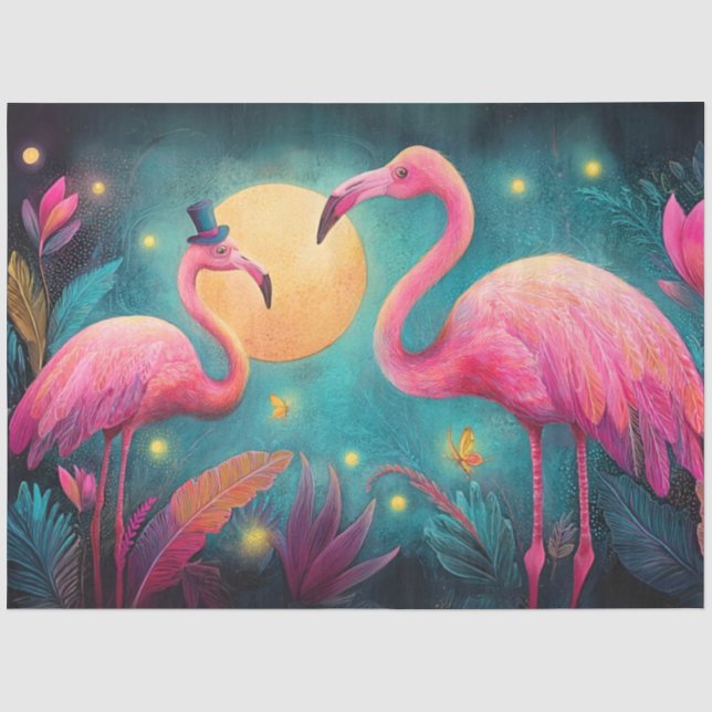 Papel De Seda História de Amor Decoupage Flamingo Heather Firefl (Frente )