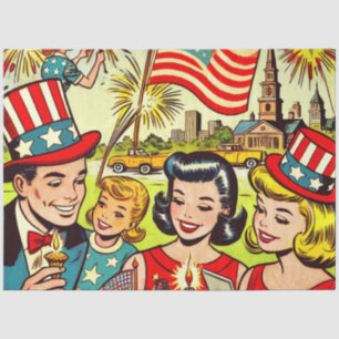 Papel De Seda Histórias em quadrinhos da família Vintage em 4 de