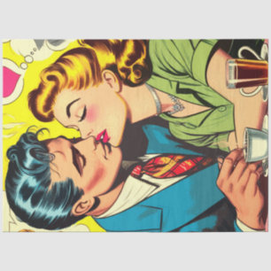Papel De Seda Histórias em quadrinhos de Amor com Casal Retroati