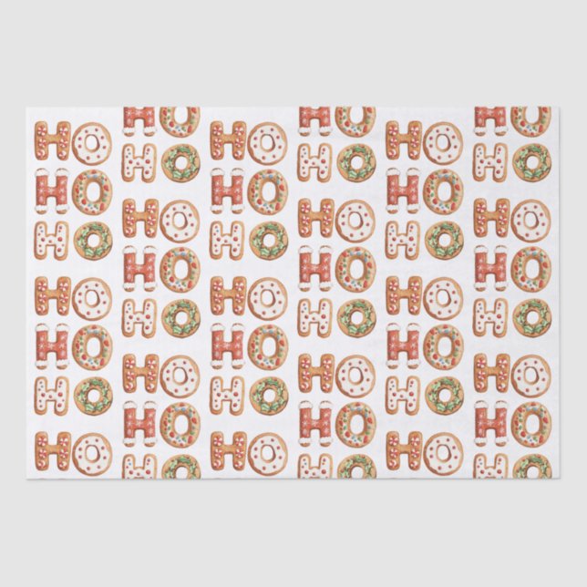 Papel De Seda Ho Ho Ho Gingerbird Cookie Natal (Frente )