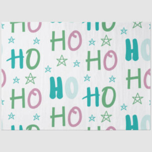 Papel De Seda Ho Ho HO Stars Pastel Green Pink Natal