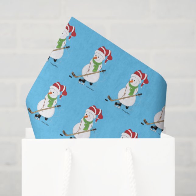 Papel De Seda Hockey Snowman Christmas (Sacola de presentes)