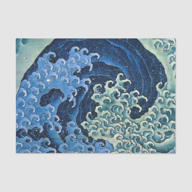 Papel De Seda Hokusai Feminine Wave Vintage Ocean (Frente )