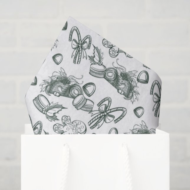 Papel De Seda Holiday Sweets- Pine (Sheer) (Sacola de presentes)
