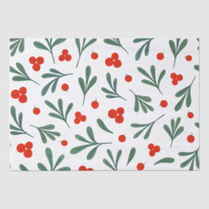 Papel De Seda Holly Berries Winter Plant Sintless Patterno