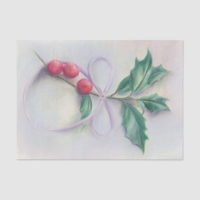Papel De Seda Holly com Arco Pastel Natal (Frente )