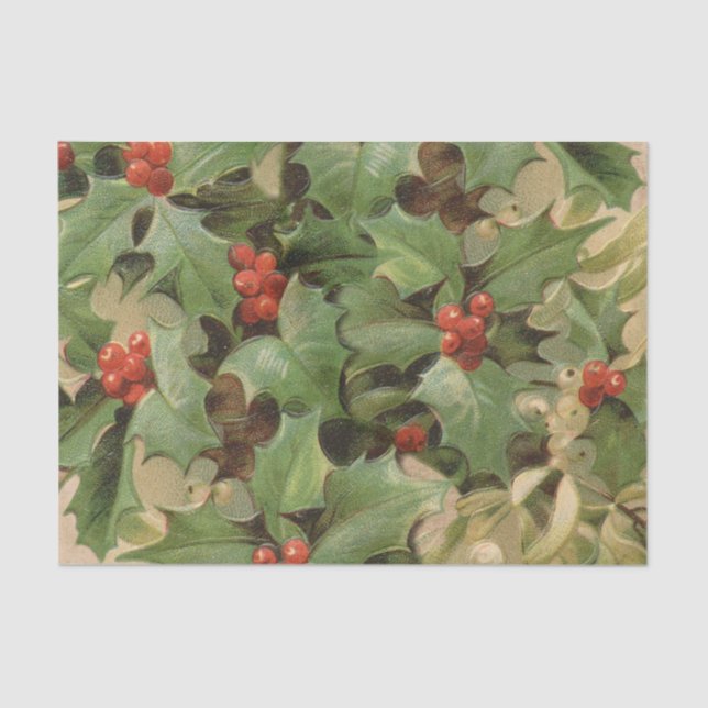 Papel De Seda Holly Tree Natal Vintage (Frente )