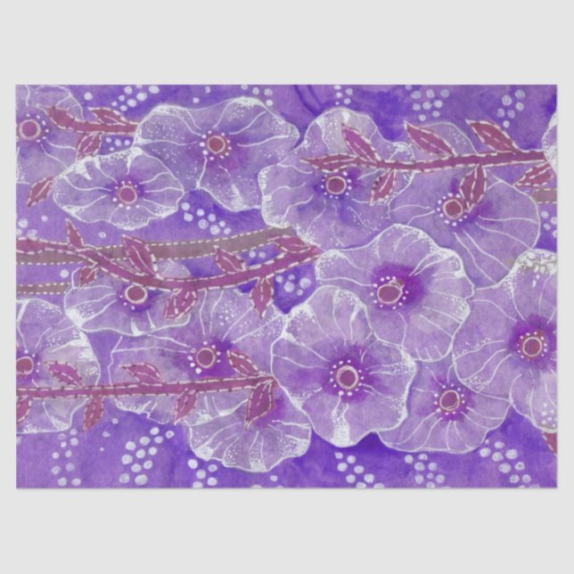 Papel De Seda Hollyhock Mallow Malva Purpe Floral Violeta (Frente )