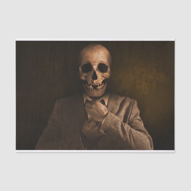 Papel De Seda Homem assustador do crânio no terno (Frente )