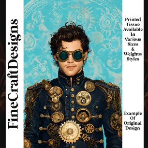 Papel De Seda Homem Steampunk Bonito Jaqueta Ornamentada P5 Deco