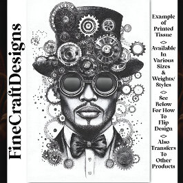 Papel De Seda Homem Steampunk Legal Preto e Branco AC8 Decoupage