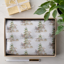Papel De Seda Homens de Neve de Areia Padrão Festivo de Natal