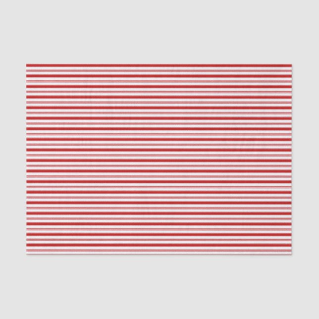 Papel De Seda Horizontal Red & White Stripes (pequena escala) (Frente )