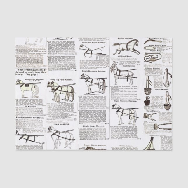 Papel De Seda Horse Antique Advertising Newpaper Art (Frente )