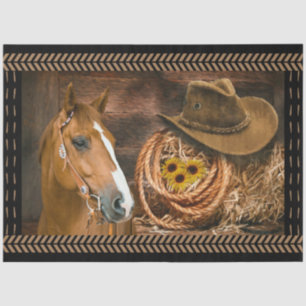 Papel De Seda Horse Lasso Cowboy Barn Hat Barn Sunflower estávei