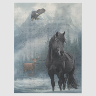 Papel De Seda Horse Wildlife Winter Watercolor