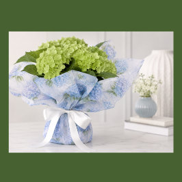 Papel De Seda Hortênsia Azul Floral