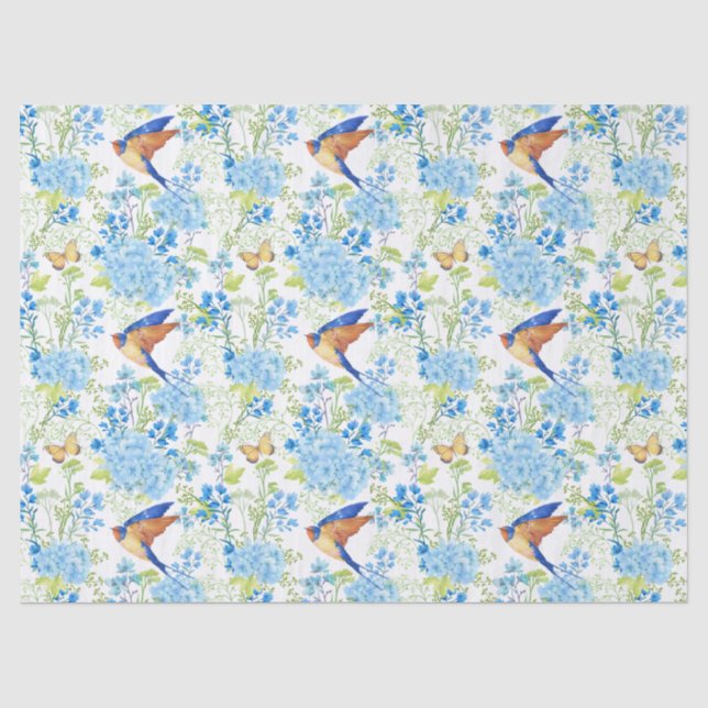 Papel De Seda Hortênsias Azuis (Frente )