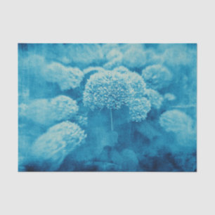 Papel De Seda Hortênsias Floral Chic Azul Turquesa Textura Vinta