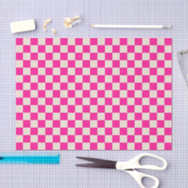 Papel De Seda Hot pink and tan checkerboard pattern